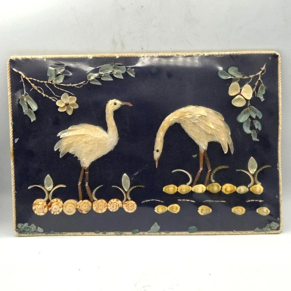 3 D Shell Wall Art 2 Birds Sea World 1972 VINTAGE One of A Kind Signed